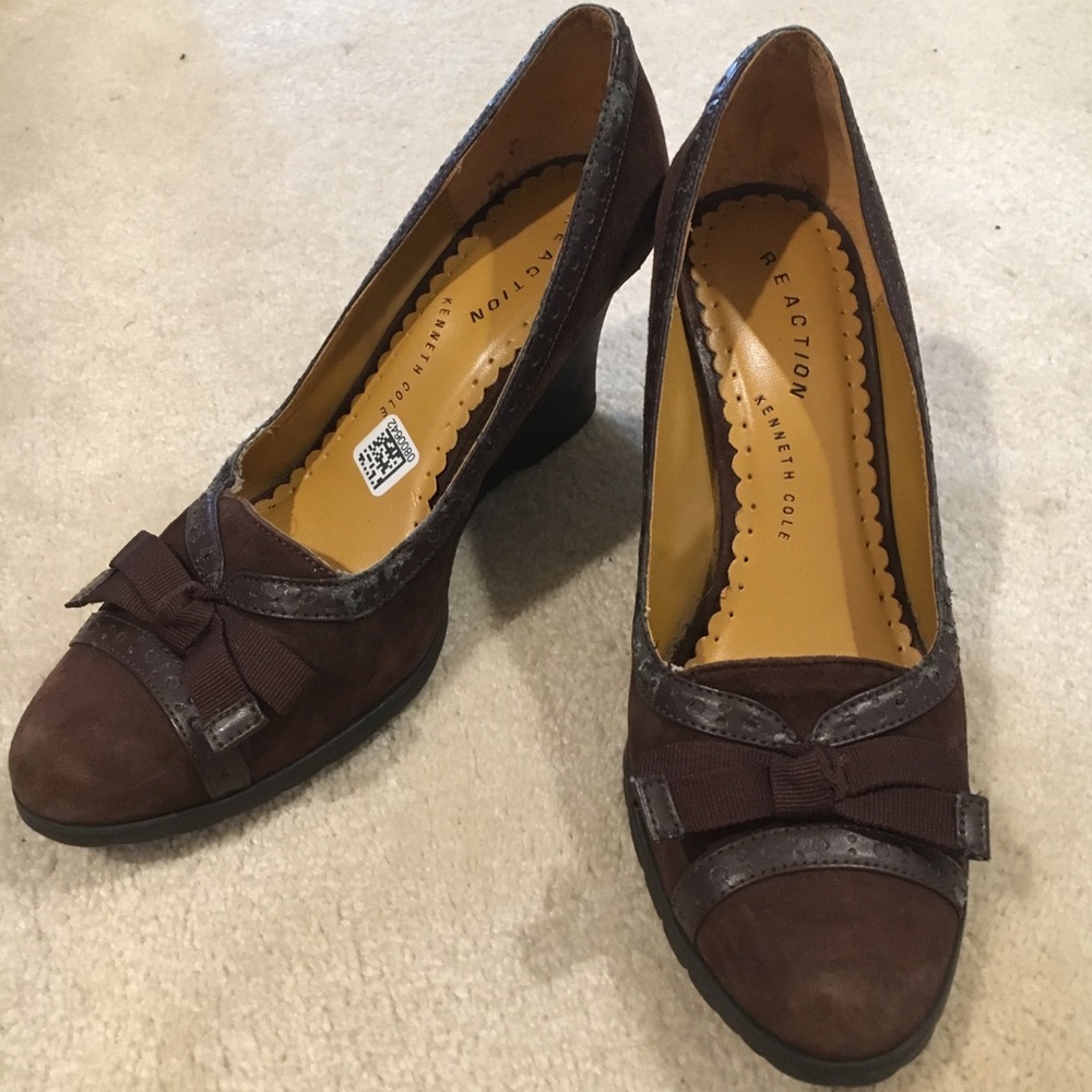 Kenneth Cole leather suede wedges